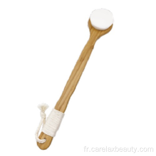 Brosse de nettoyage de bain en bambou à longue poignée